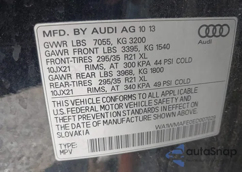 2014 Audi Q7 3.0 Tdi Premium из США, поврежденный, VIN WA1WMAFE0ED007029